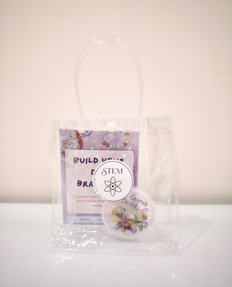 A packaged STEM Meets All DNA bracelet kit