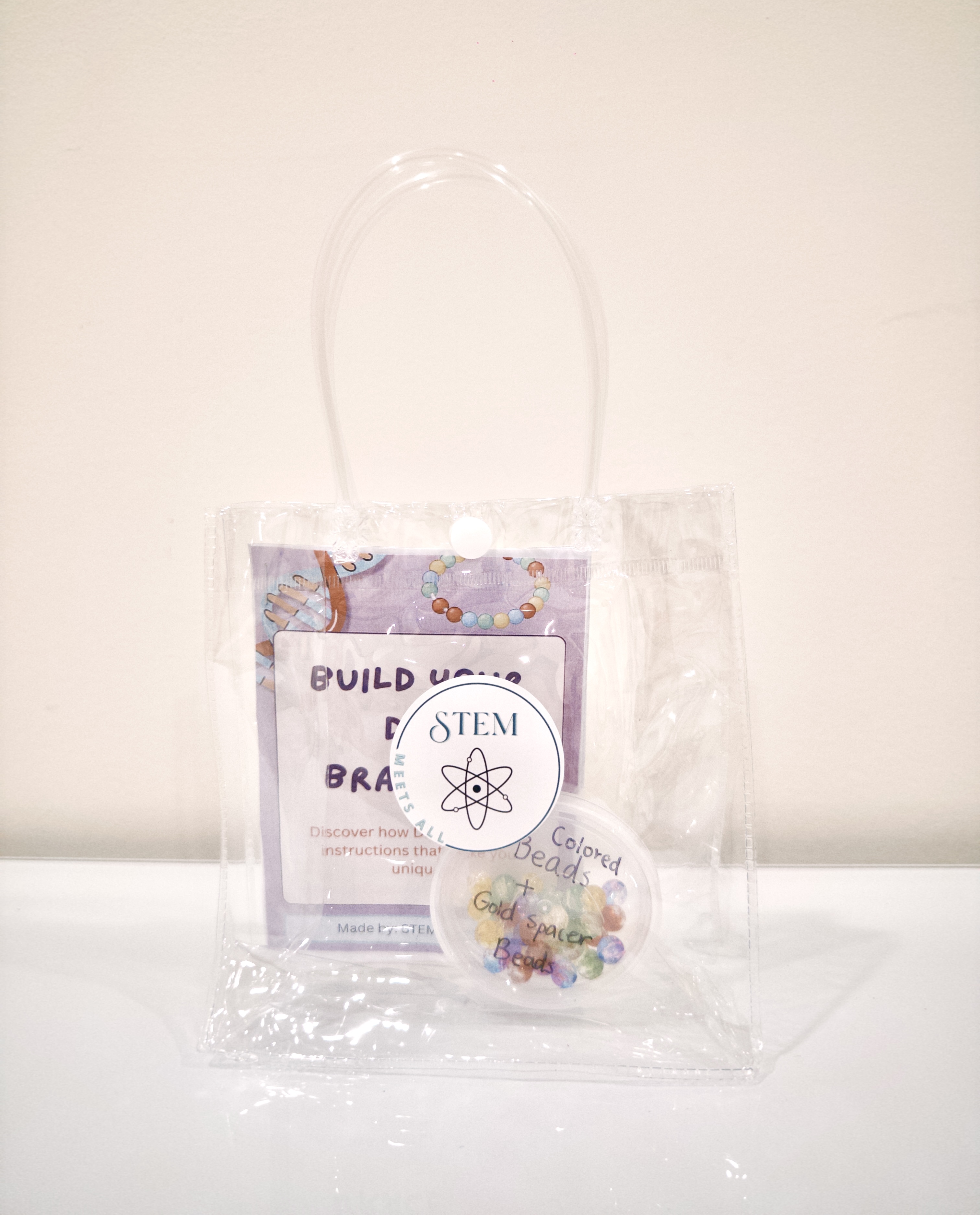 A packaged DNA bracelet STEM kit, ready to give to a patient