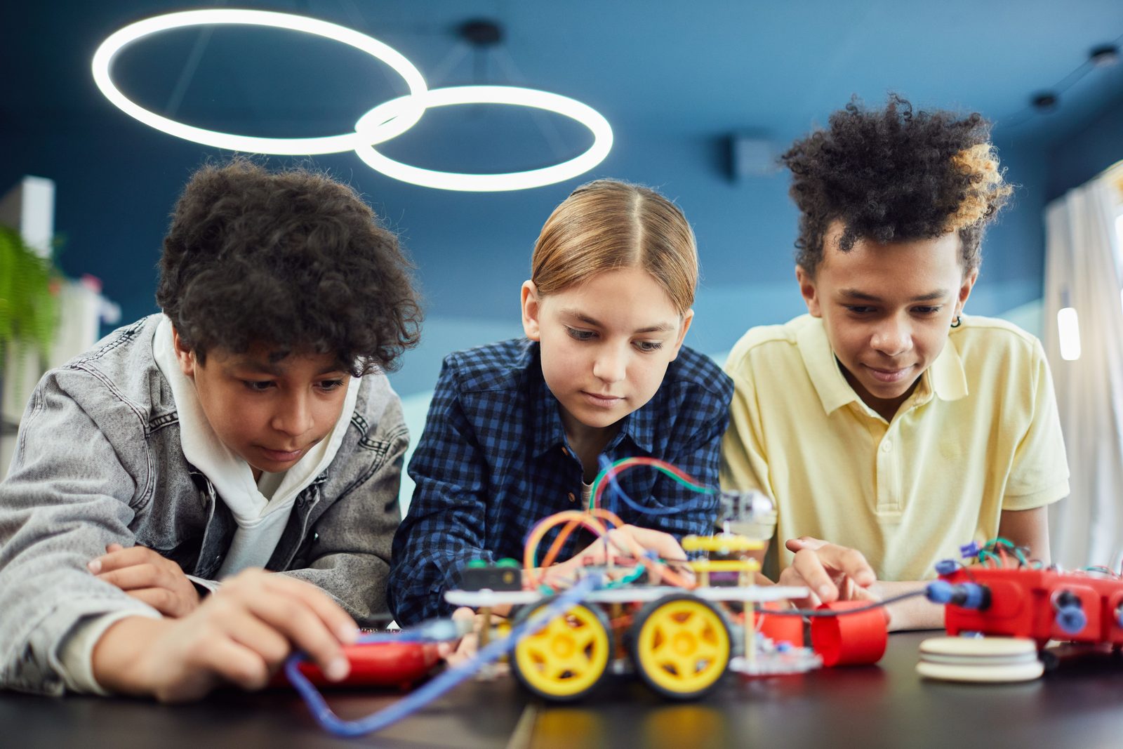 Students working together on a robotics project
